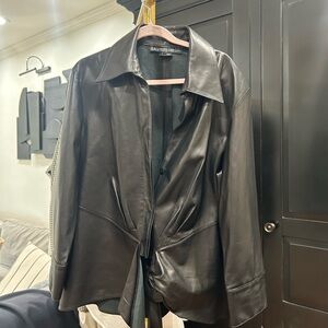 Lafayette 148 New York Dark Leather Jacket